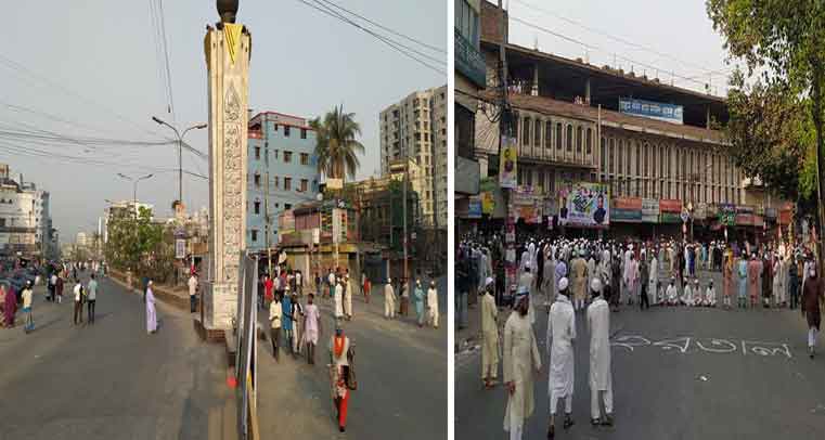 হেফাজতের হরতাল : যানবাহন শূন্য রাজধানীর মোহাম্মদপুর