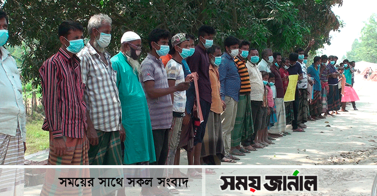 বিরামপুরে রাস্তার কাজে অনিয়ম ও দুর্নীতি: এলাকাবাসীর মানববন্ধন