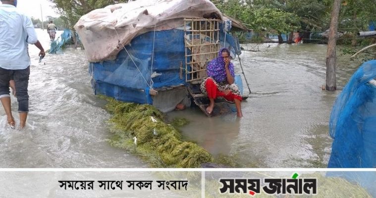 বেড়িবাঁধ ভাঙ্গন, জোয়ারে এখনো প্লাবিত হচ্ছে সাতক্ষীরার উপকূলীয় এলাকা