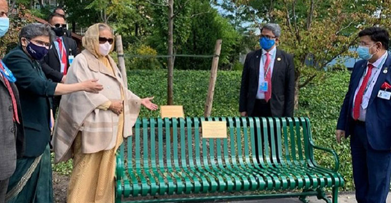 জাতিসংঘের বাগানে বঙ্গবন্ধুর নামে বেঞ্চ, বৃক্ষরোপণ