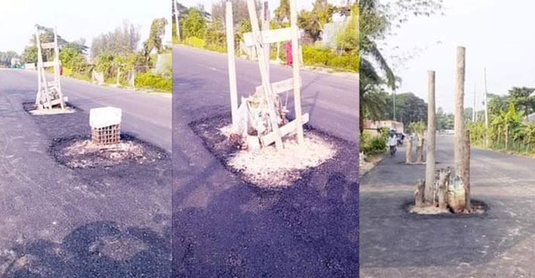 সড়কে গ্যাসের রাইজার রেখেই ঢালাই, দুর্ঘটনার আশঙ্কা