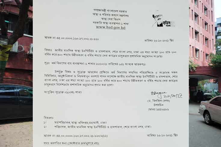 ৪শ’ শয্যায় উন্নীত হচ্ছে জাতীয় মানসিক স্বাস্থ্য ইনস্টিটিউট ও হাসপাতাল