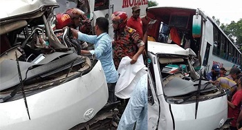 উজিরপুরে মাইক্রোকে বাসের ধাক্কা : নিহত ৪, আহত ১২
