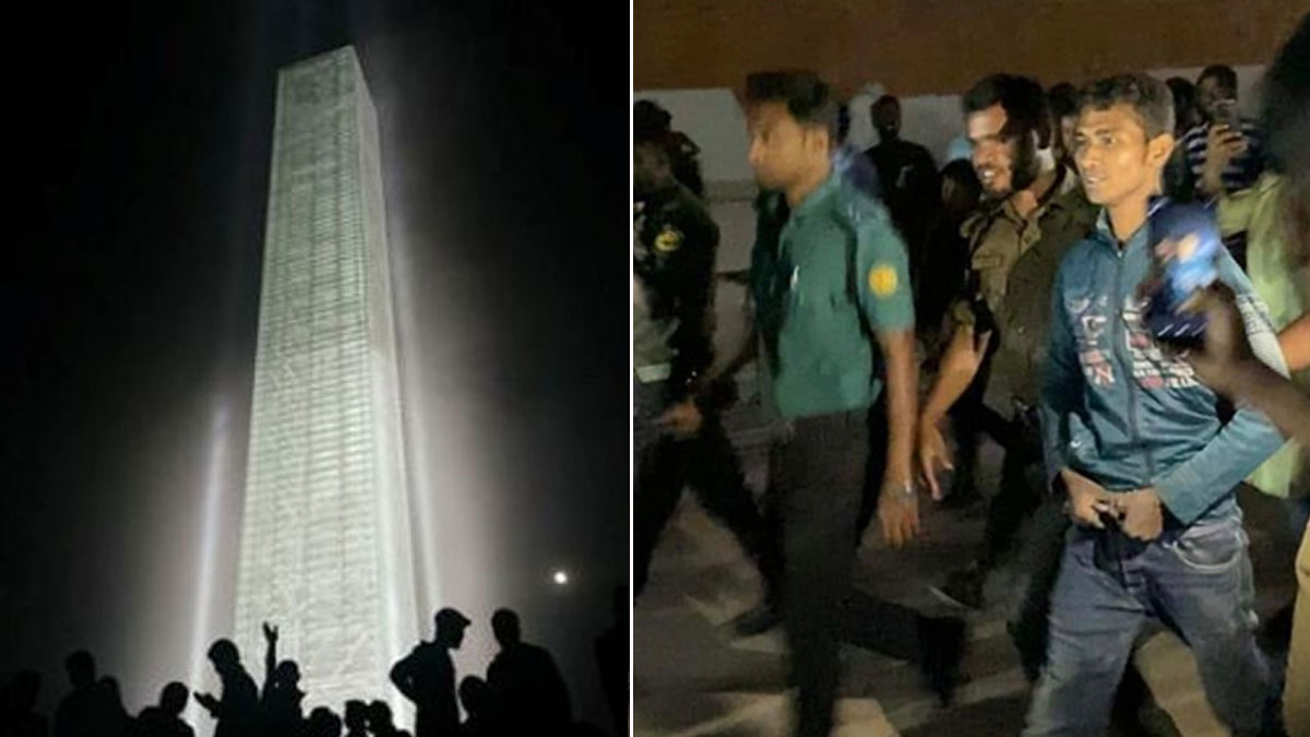 স্বাধীনতা স্তম্ভের চূড়ায় উঠে পড়ল যুবক, অতঃপর...