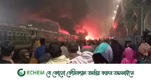 তেজগাঁওয়ে মোহনগঞ্জ এক্সপ্রেস ট্রেনে আগুন, ৪ লাশ উদ্ধার
