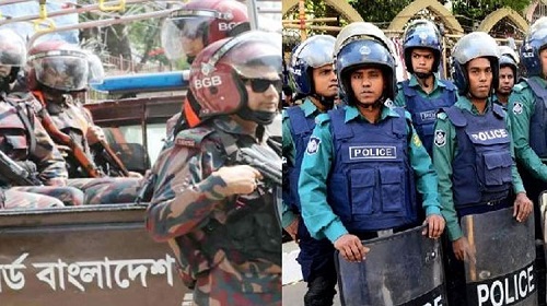 রাজধানীর সড়কে ও মোড়ে পুলিশ, সারাদেশে বিজিবির টহল