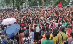 কেন্দ্রীয় শহীদ মিনারে ছাত্র-জনতার ঢল