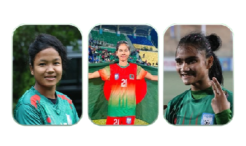 ঠাকুরগাঁওয়ের কুঁড়েঘর থেকে উঠে আসা তিন নারী ফুটবলার