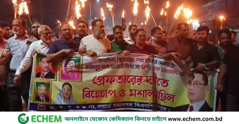 ফরিদপুরে এ কে আজাদের মিথ্যাচারের প্রতিবাদে বিএনপির মশাল মিছিল: গ্রেপ্তারের দাবি