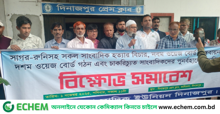 দিনাজপুরে সাংবাদিক ইউনিয়নের উদ্যোগে বিক্ষোভ সমাবেশ অনুষ্ঠিত